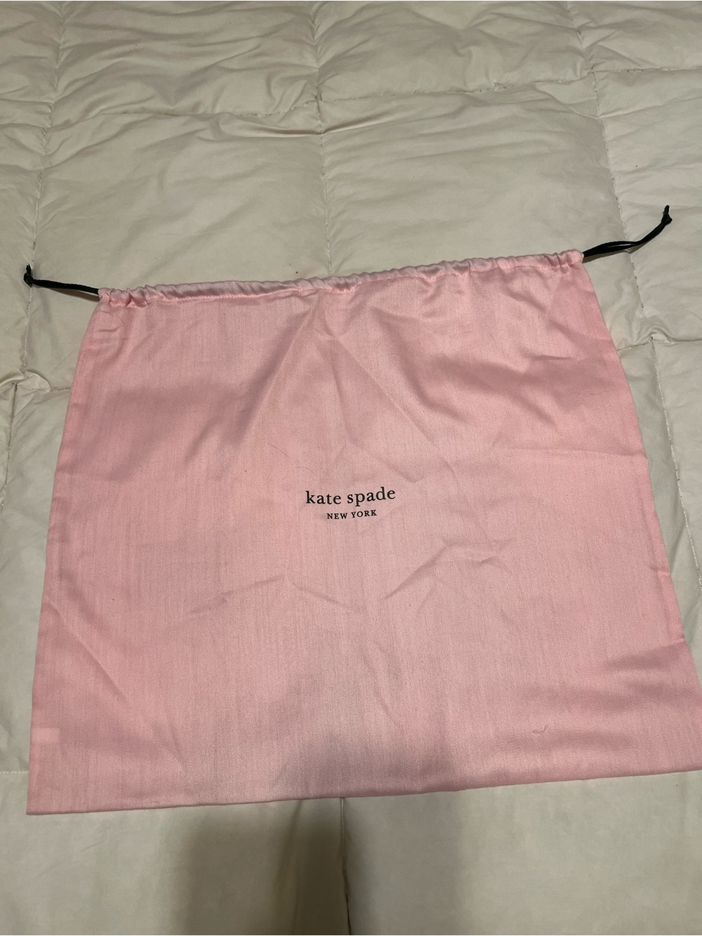 kate spade Light Pink Drawstring Dust Pouch with Black Logo